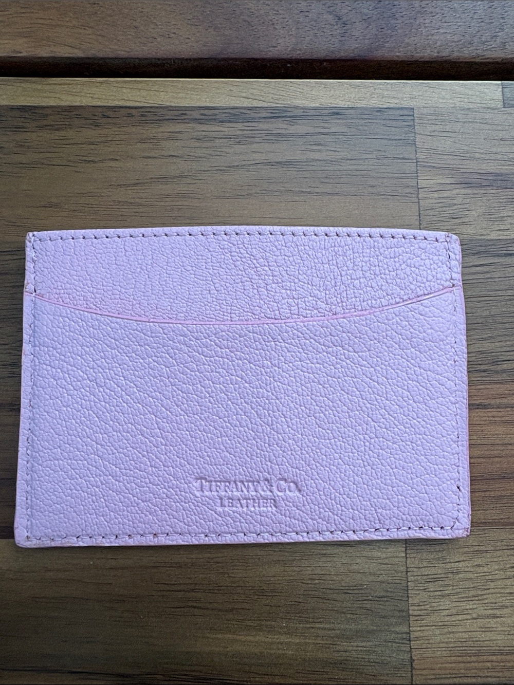 Authentic Tiffany Pink Leather Card Holder - Picture 2 of 5